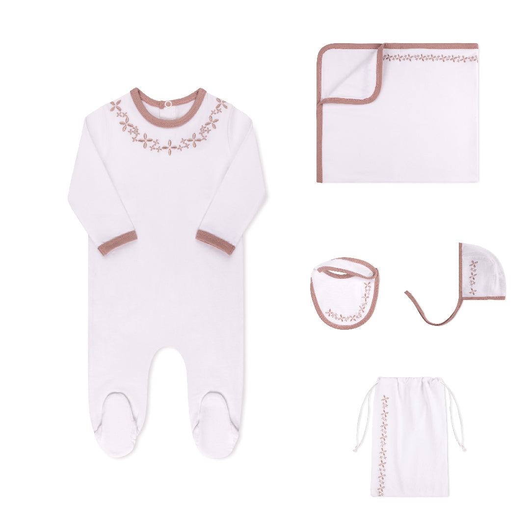 Embroidered Layette Set Mulberry – Joropo - Main Image