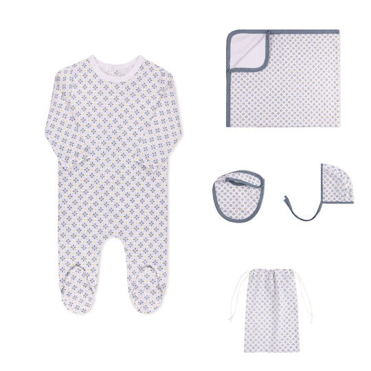 Clover Layette Set Periwinkle