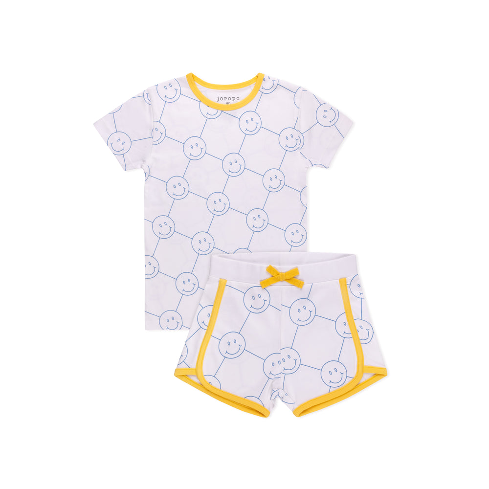 Smiley Print Short Sleeve T-shirt Set