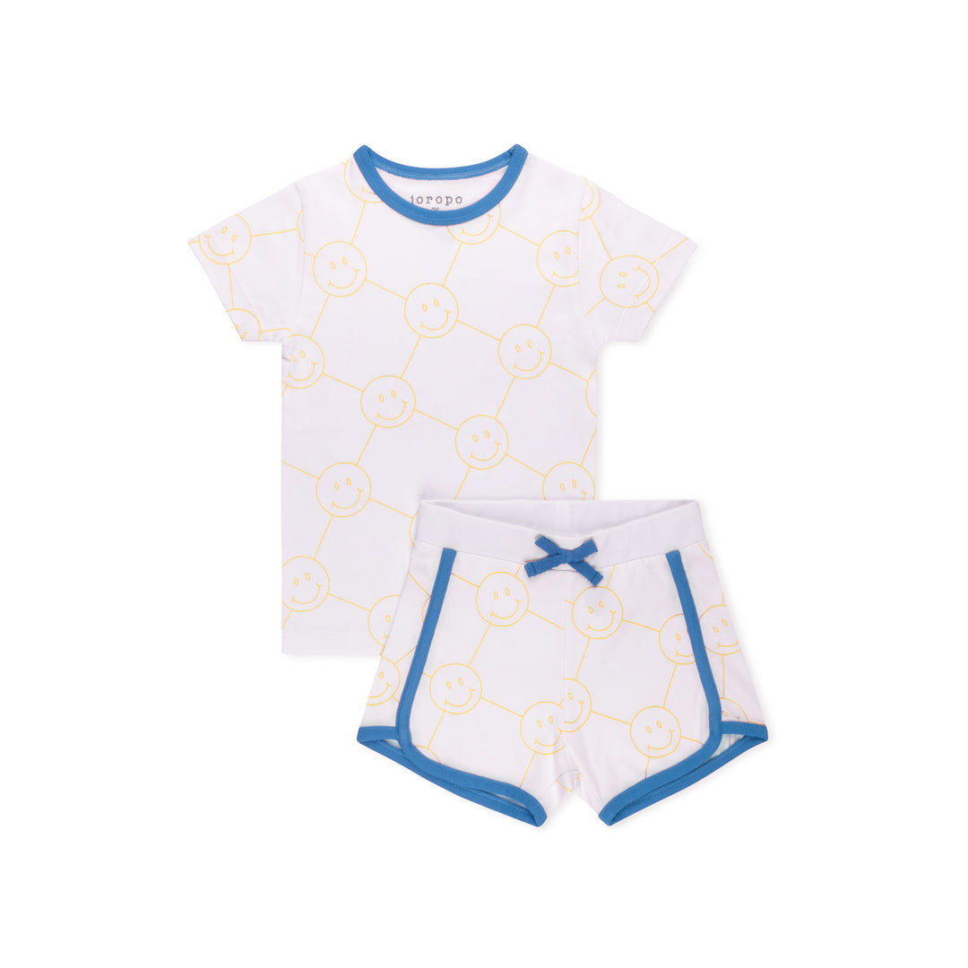 Smiley Print Short Sleeve T-shirt Set