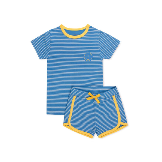 Smiley Stripe Short Sleeve Track Short Set