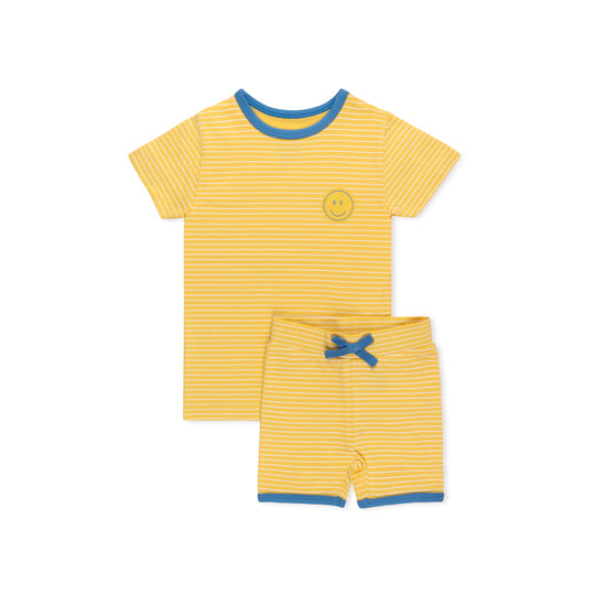 Smiley Stripe Short Sleeve Biker Short Set