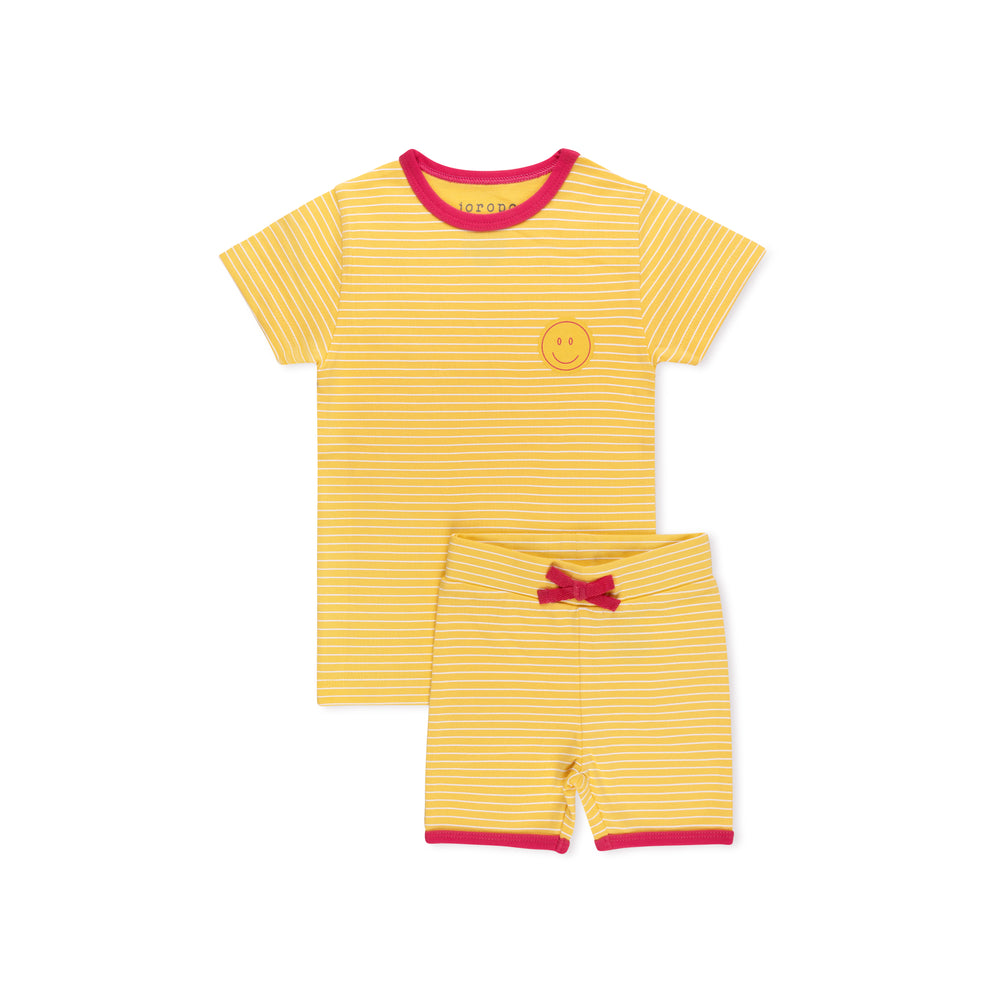 Smiley Stripe Short Sleeve Biker Short Set