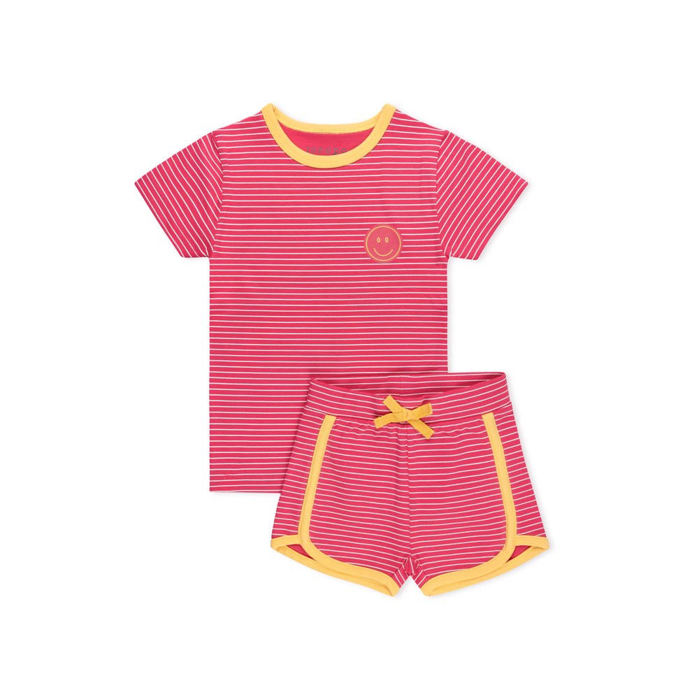 Smiley Stripe Short Sleeve Track Short Set