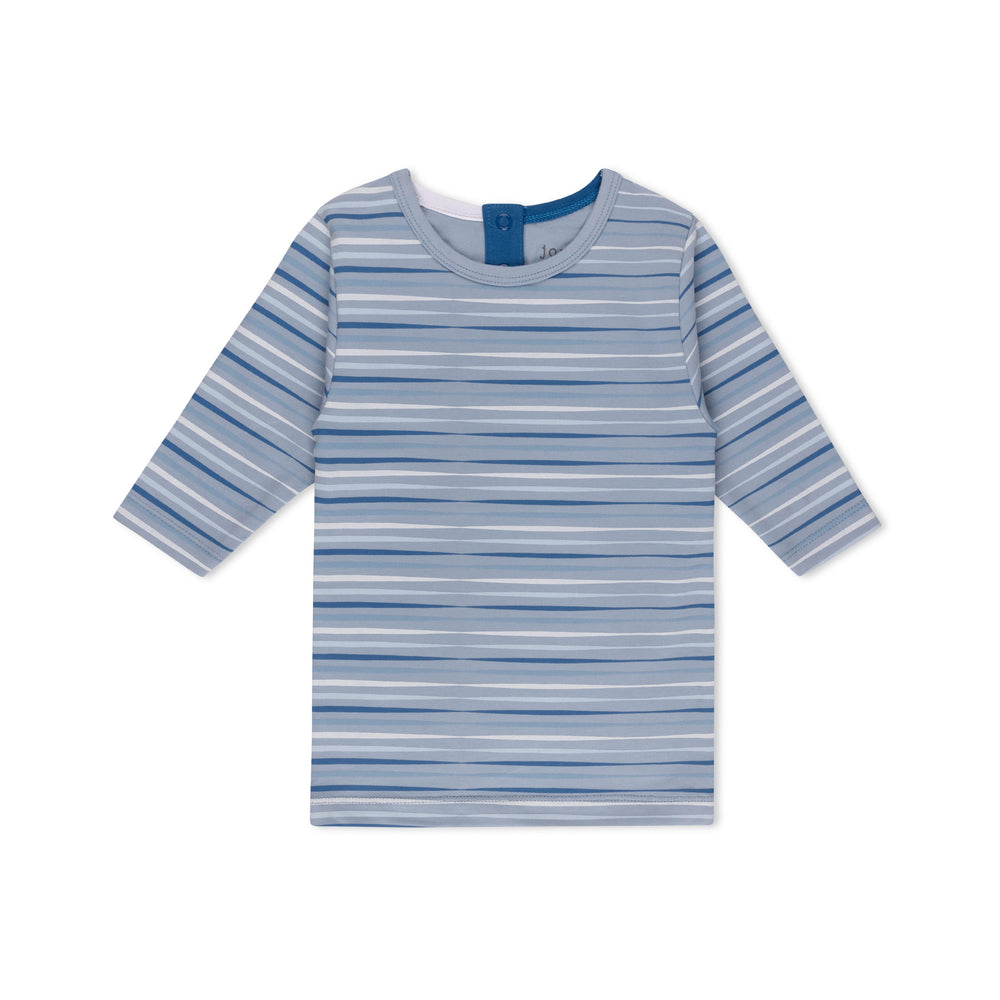 Split Tone Stripes Long Sleeve T-shirt Round Neck