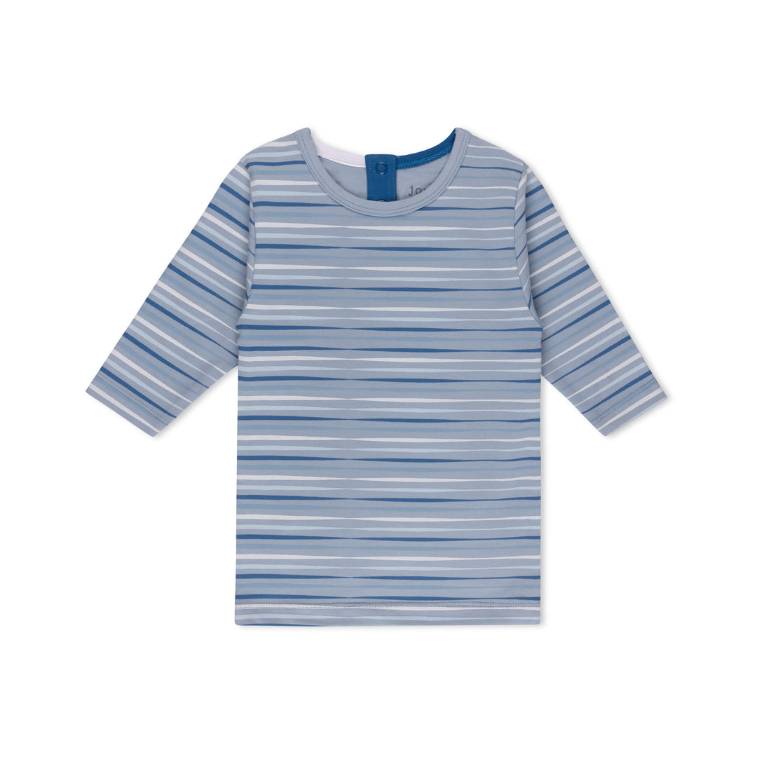 Split Tone Stripes Long Sleeve T-shirt Round Neck