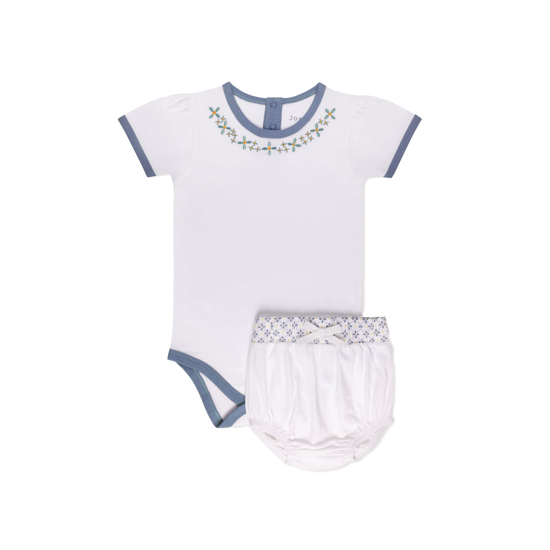 Embroidered Short Sleeve Bodysuit Set