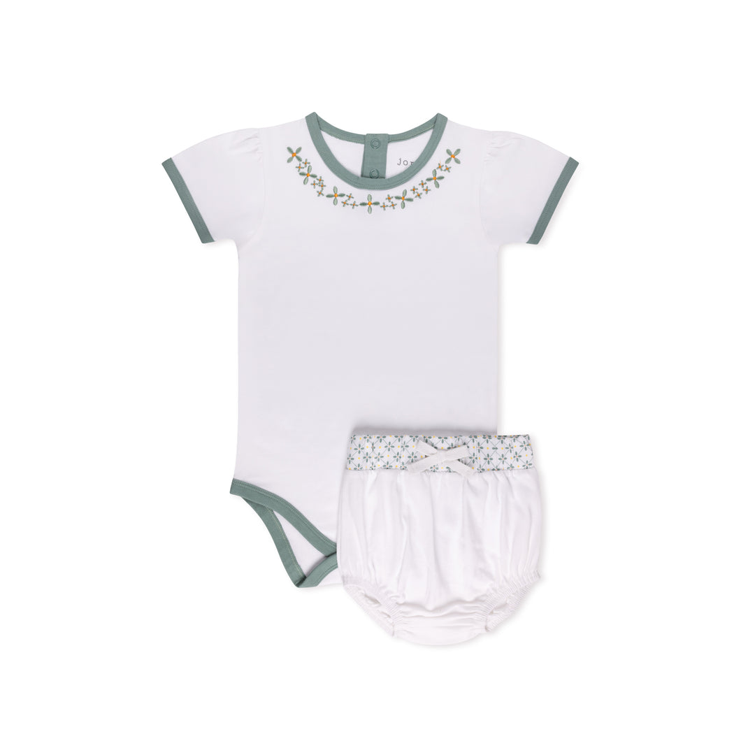 Embroidered Short Sleeve Bodysuit Set