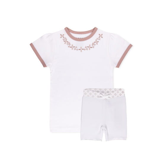 Embroidered Short Sleeve T-shirt Set