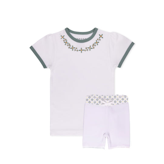 Embroidered Short Sleeve T-shirt Set